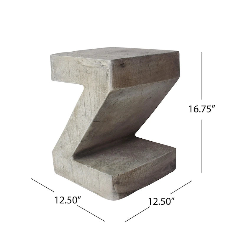 Table d'appoint en béton sculptural – Gris clair