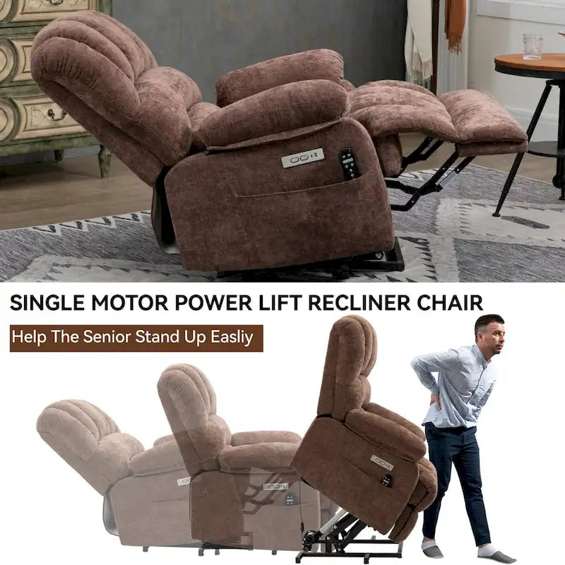 Fauteuil inclinable électrique surdimensionné avec massage, chauffage lombaire et port USB