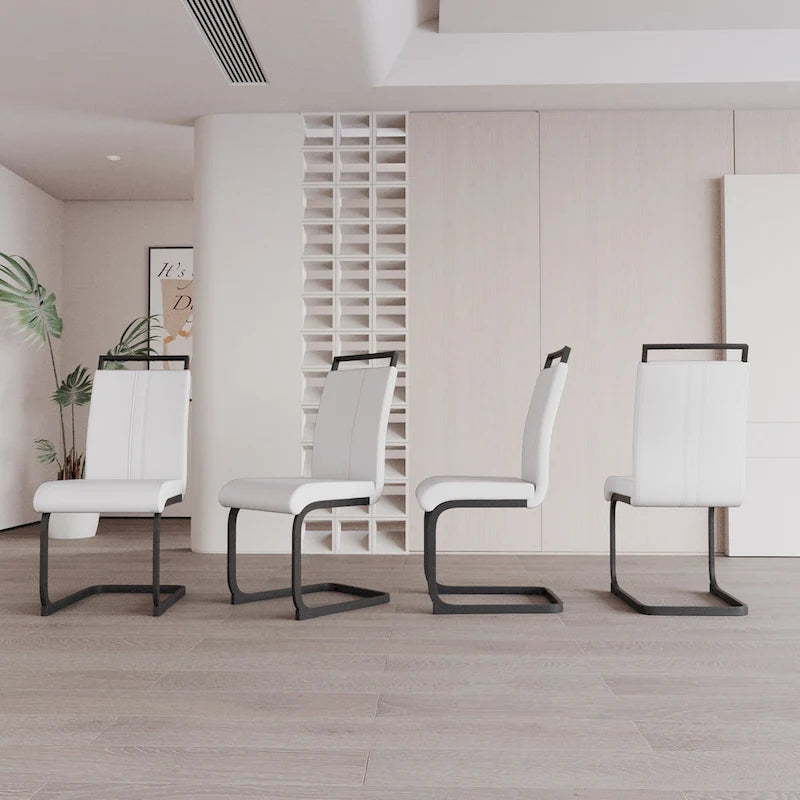 Lot de 4 chaises de salle à manger en similicuir avec pieds en métal