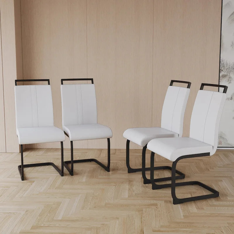 Lot de 4 chaises de salle à manger en similicuir avec pieds en métal