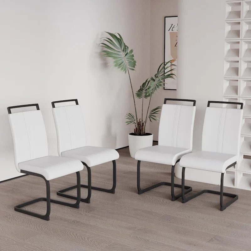Lot de 4 chaises de salle à manger en similicuir avec pieds en métal
