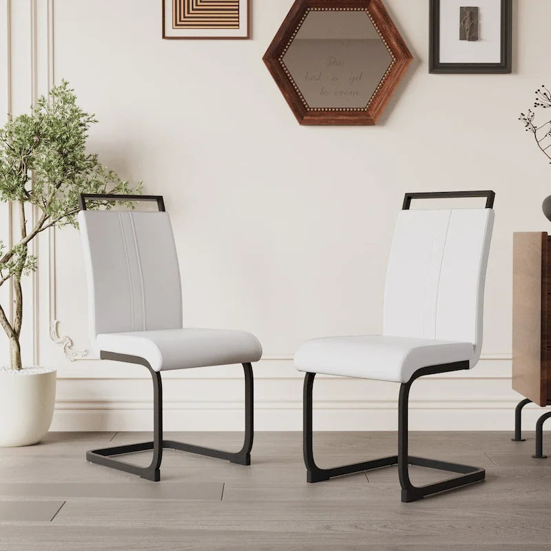 Lot de 4 chaises de salle à manger en similicuir avec pieds en métal