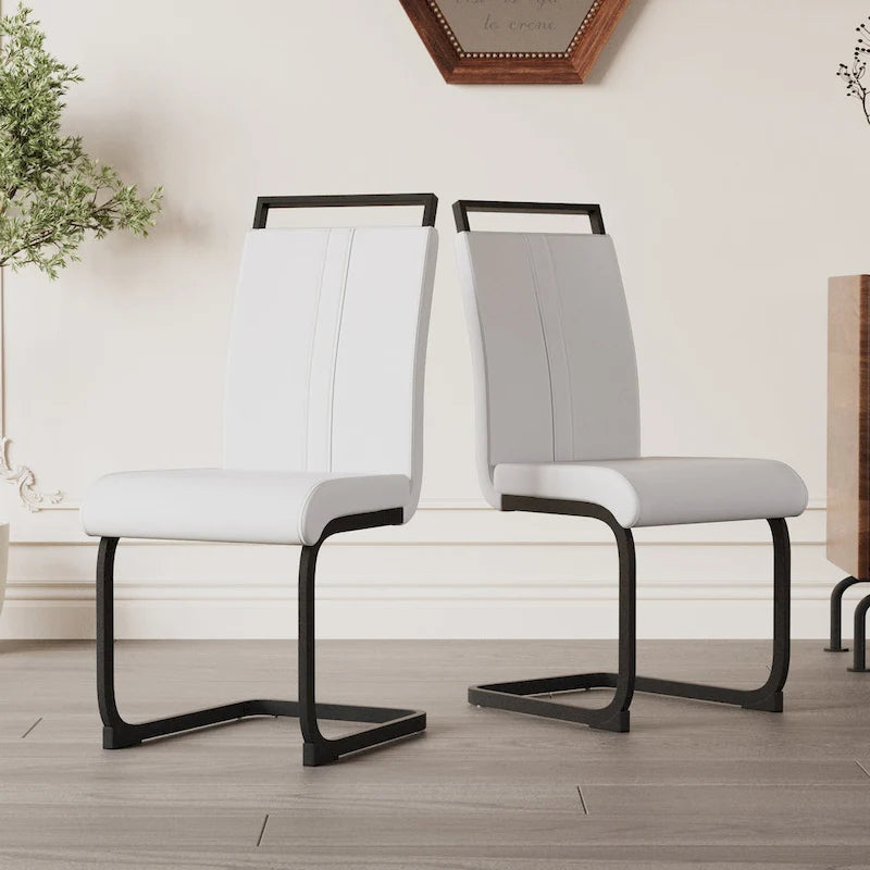 Lot de 4 chaises de salle à manger en similicuir avec pieds en métal