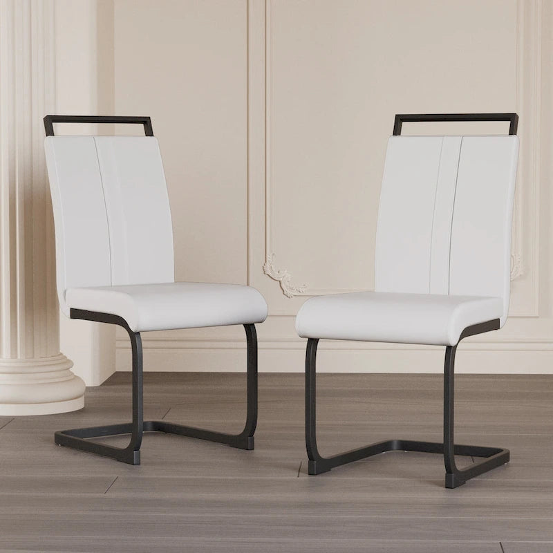 Lot de 4 chaises de salle à manger en similicuir avec pieds en métal
