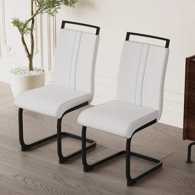 Lot de 4 chaises de salle à manger en similicuir avec pieds en métal