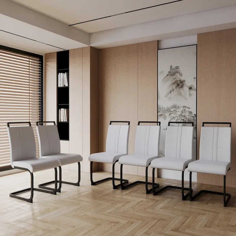 Lot de 4 chaises de salle à manger en similicuir avec pieds en métal