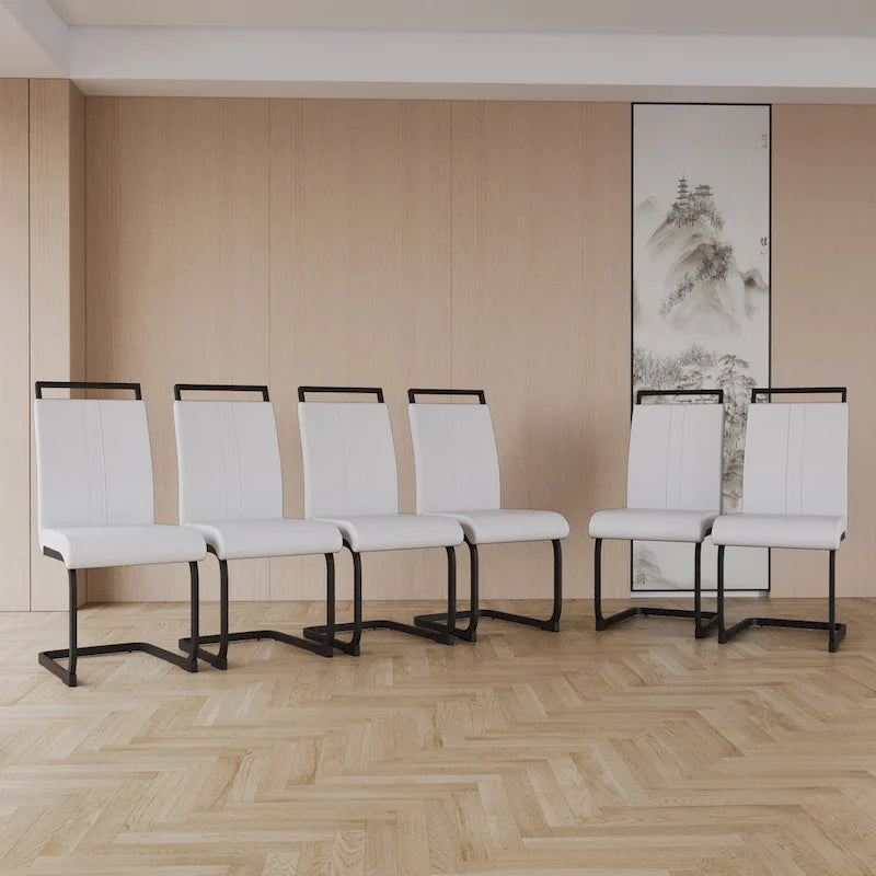 Lot de 4 chaises de salle à manger en similicuir avec pieds en métal