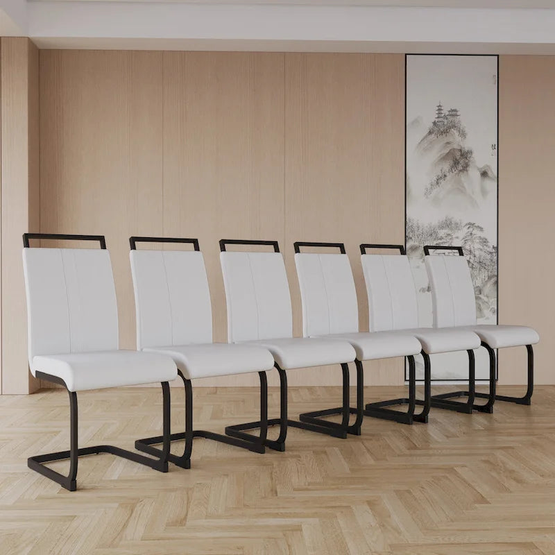 Lot de 4 chaises de salle à manger en similicuir avec pieds en métal
