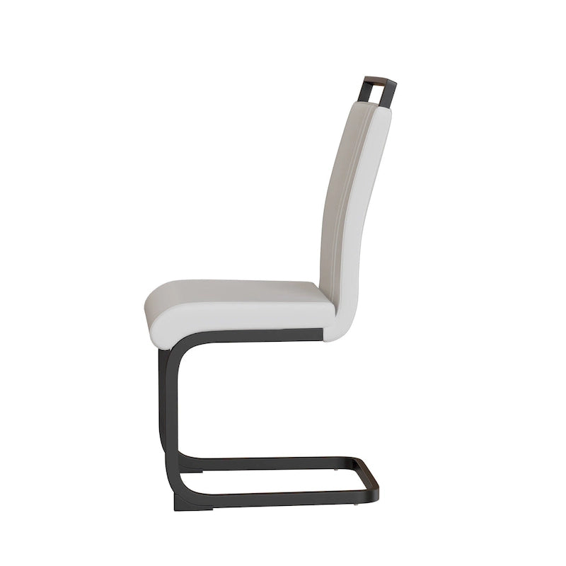 Lot de 4 chaises de salle à manger en similicuir avec pieds en métal