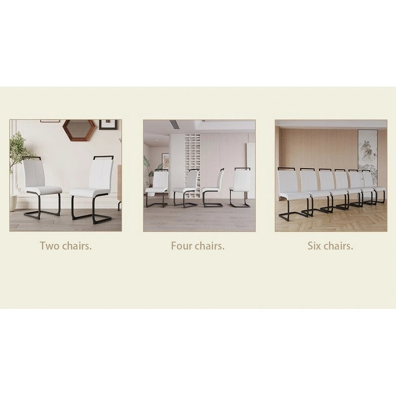 Lot de 4 chaises de salle à manger en similicuir avec pieds en métal