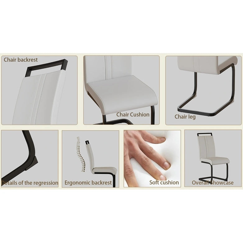 Lot de 4 chaises de salle à manger en similicuir avec pieds en métal