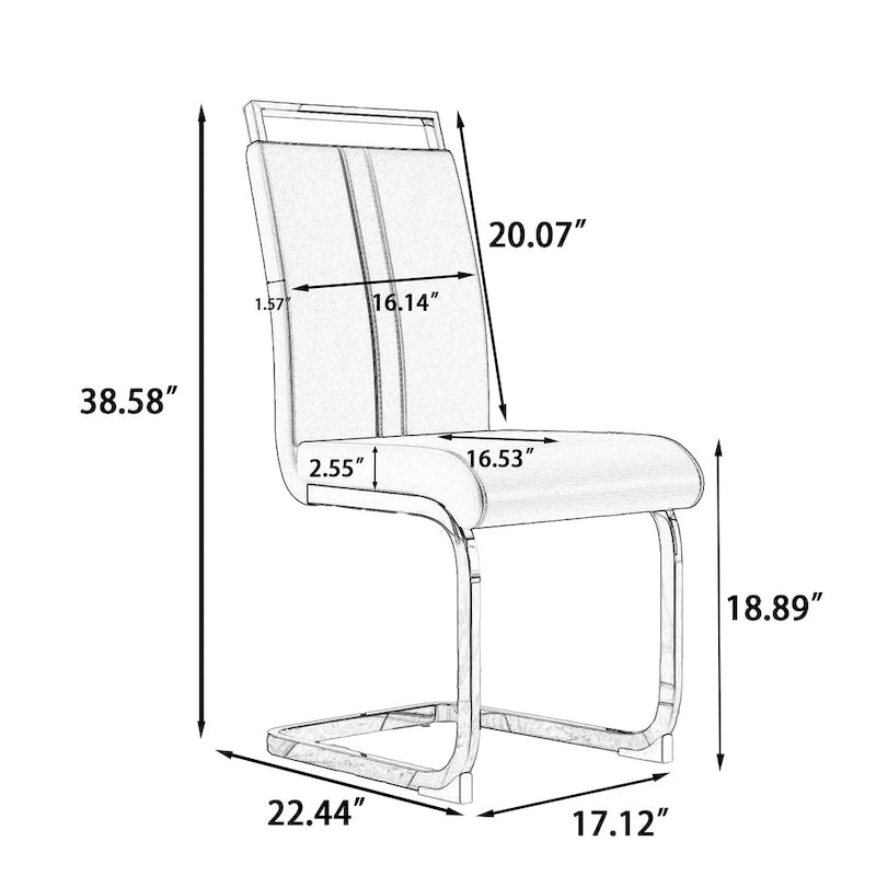 Lot de 4 chaises de salle à manger en similicuir avec pieds en métal
