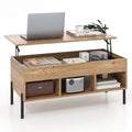 Table basse relevable avec compartiment de rangement caché et 3 casiers ouverts