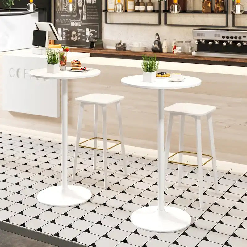 Table de bar ronde avec hauteur réglable et base en métal
