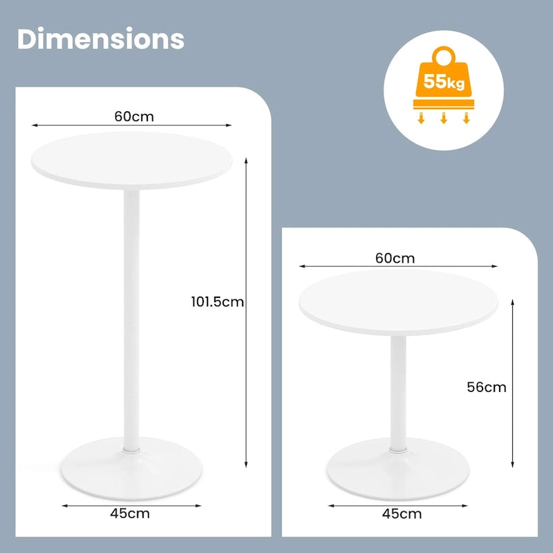Table de bar ronde avec hauteur réglable et base en métal
