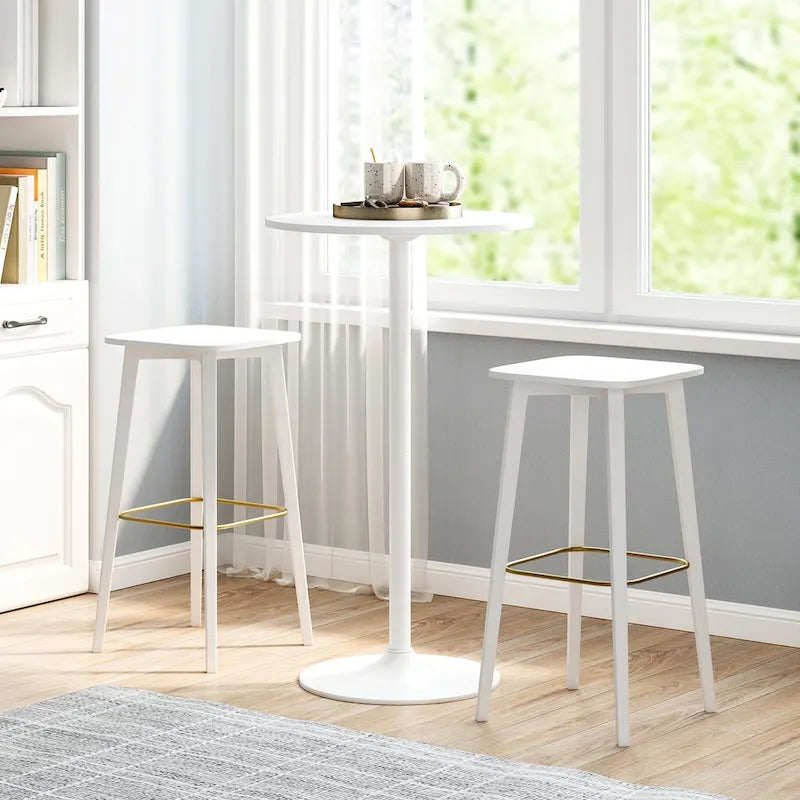 Table de bar ronde avec hauteur réglable et base en métal