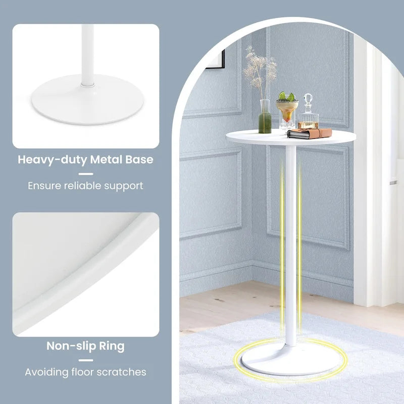 Table de bar ronde avec hauteur réglable et base en métal