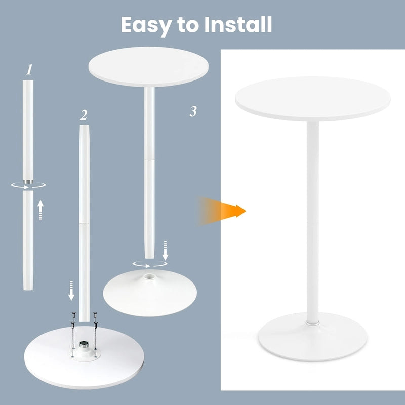 Table de bar ronde avec hauteur réglable et base en métal