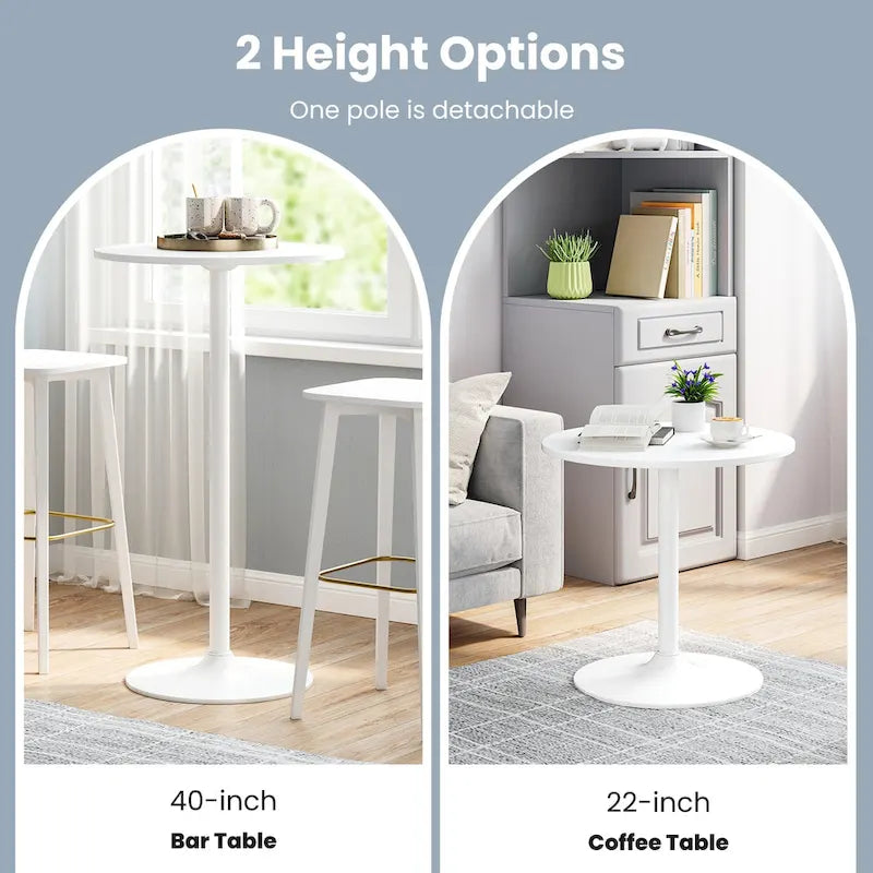 Table de bar ronde avec hauteur réglable et base en métal