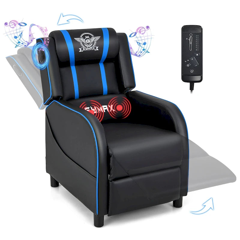 Fauteuil de relaxation gaming massant avec haut-parleurs Bluetooth et repose-pieds