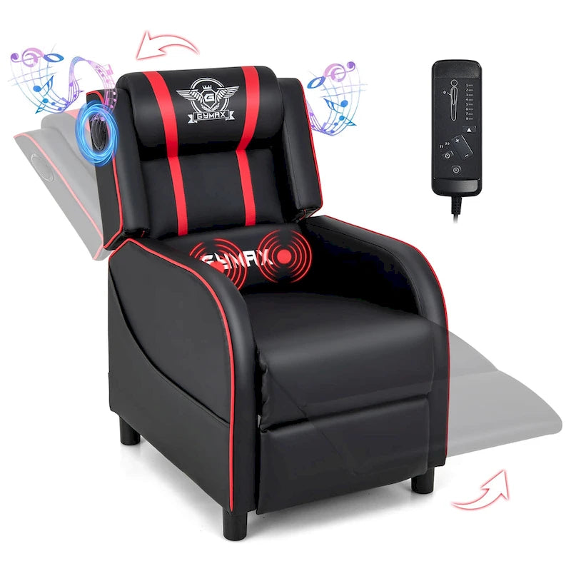 Fauteuil de relaxation gaming massant avec haut-parleurs Bluetooth et repose-pieds
