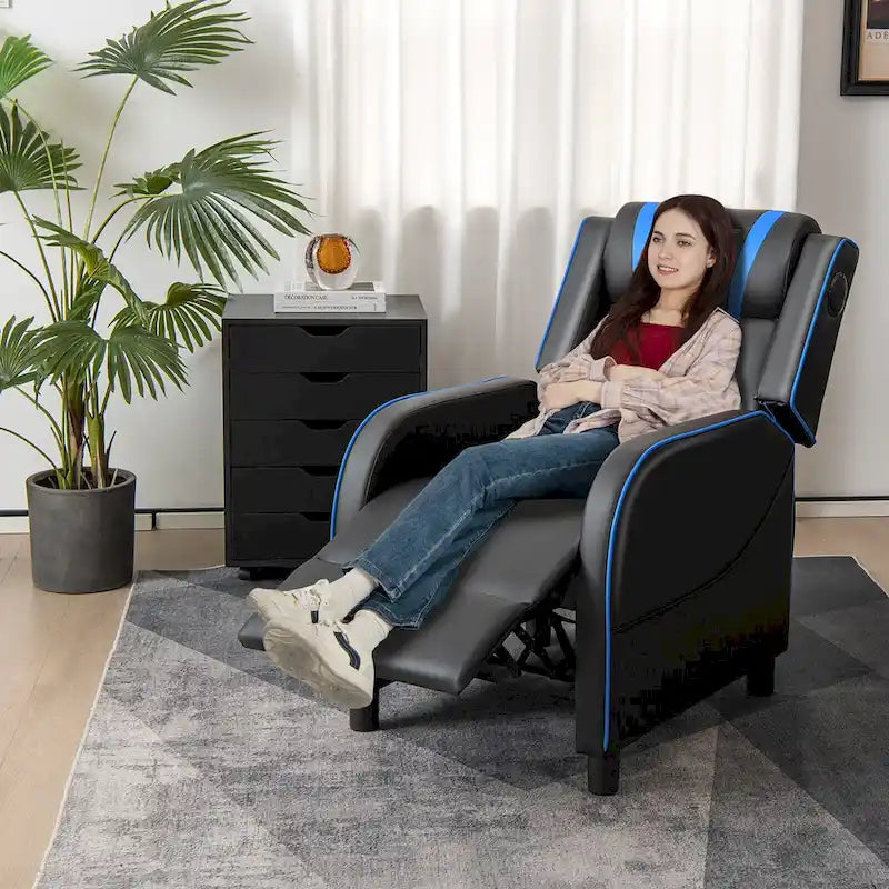 Fauteuil de relaxation gaming massant avec haut-parleurs Bluetooth et repose-pieds