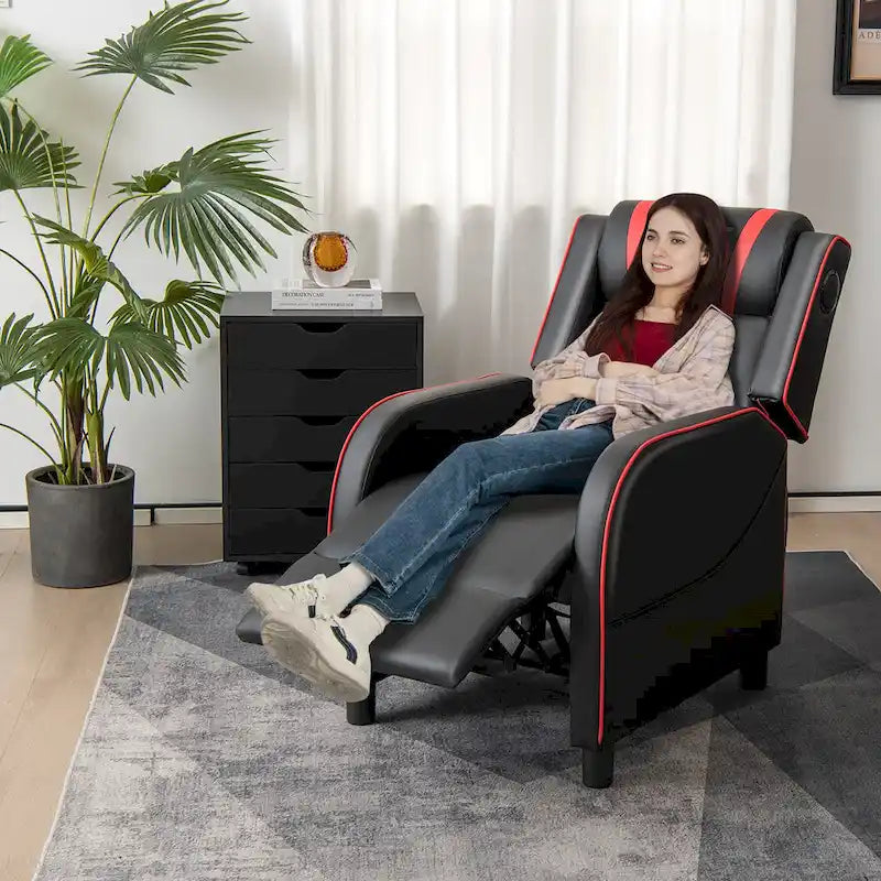 Fauteuil de relaxation gaming massant avec haut-parleurs Bluetooth et repose-pieds
