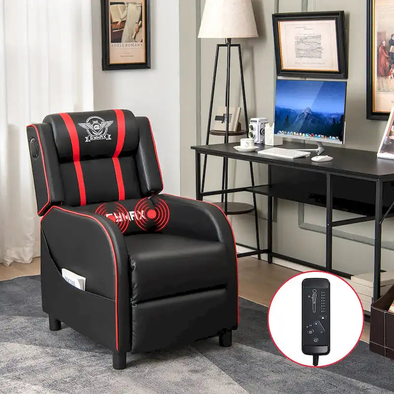 Fauteuil de relaxation gaming massant avec haut-parleurs Bluetooth et repose-pieds