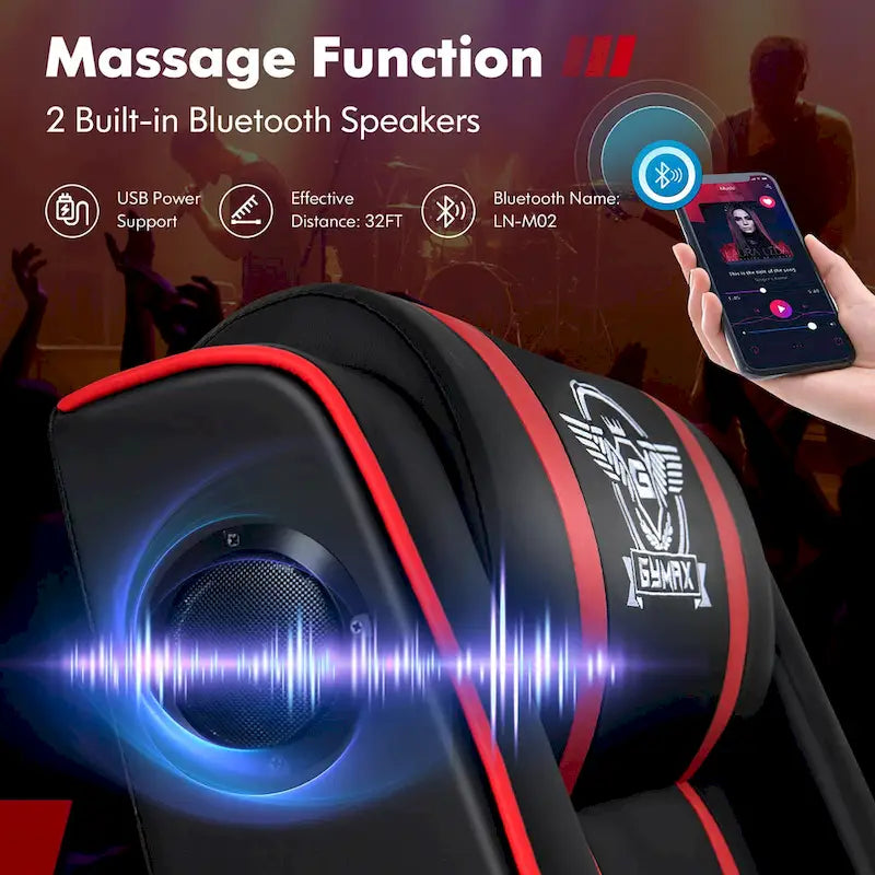 Fauteuil de relaxation gaming massant avec haut-parleurs Bluetooth et repose-pieds