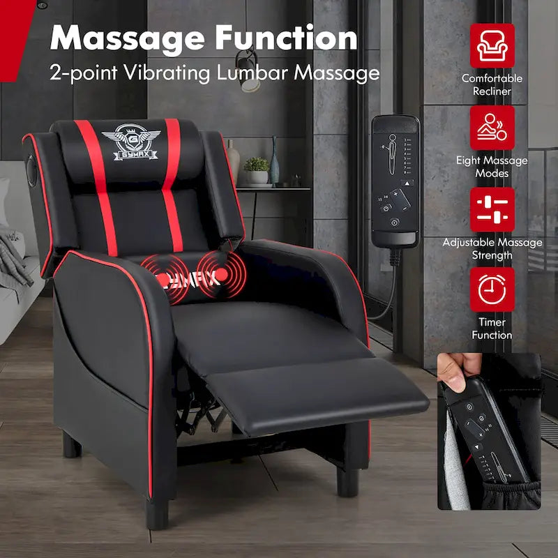 Fauteuil de relaxation gaming massant avec haut-parleurs Bluetooth et repose-pieds