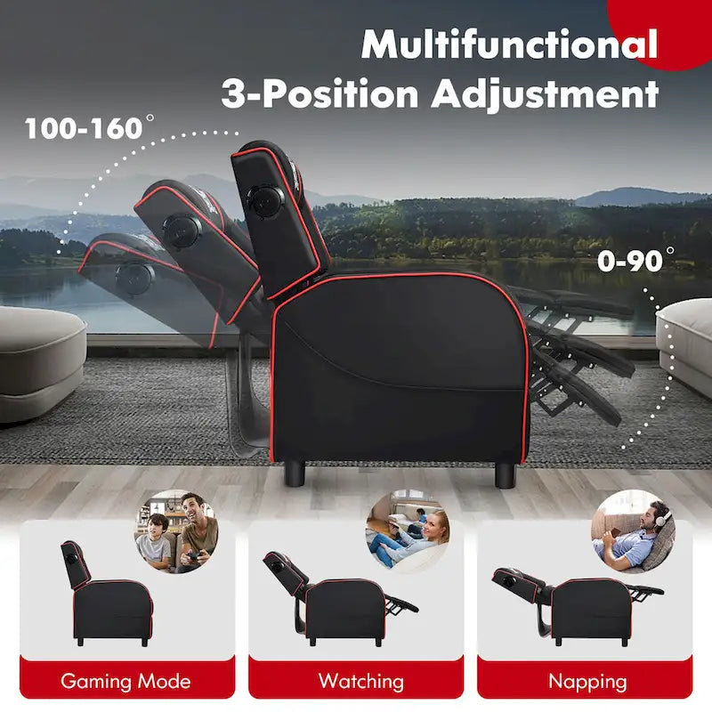 Fauteuil de relaxation gaming massant avec haut-parleurs Bluetooth et repose-pieds
