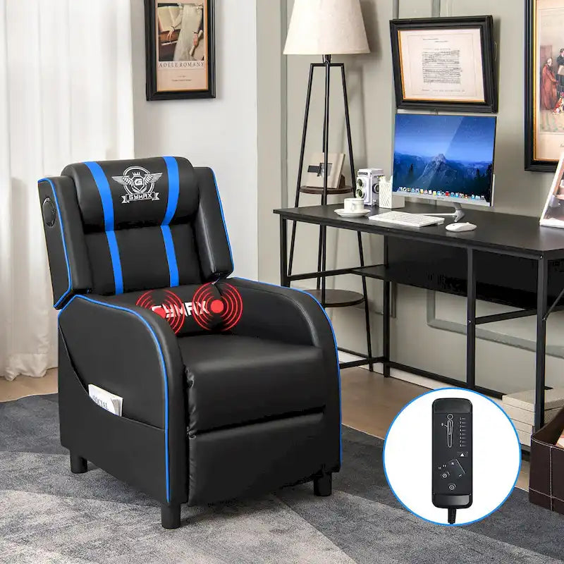 Fauteuil de relaxation gaming massant avec haut-parleurs Bluetooth et repose-pieds