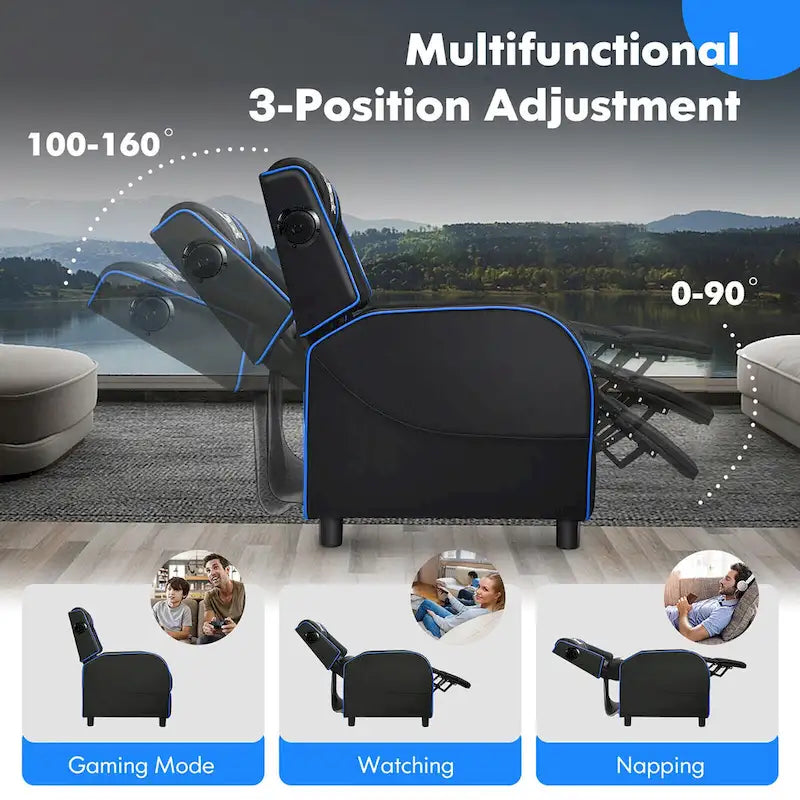 Fauteuil de relaxation gaming massant avec haut-parleurs Bluetooth et repose-pieds