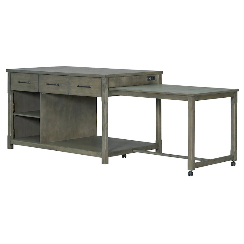 Îlot de cuisine extensible avec rangement (tabouret non inclus)