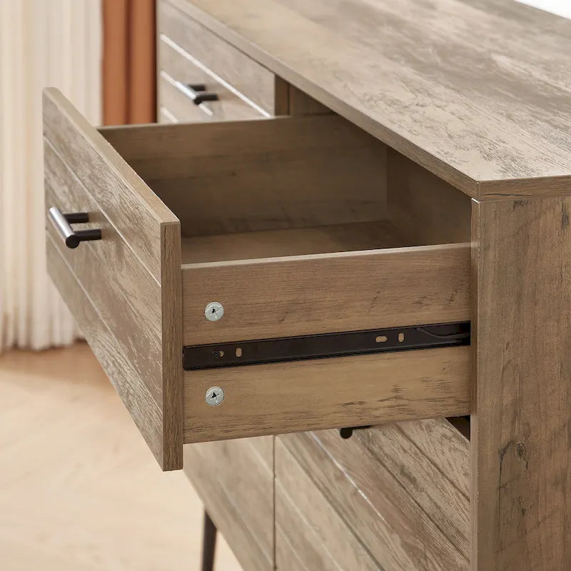 Commode de télévision à 6 tiroirs, meuble de rangement de 120 cm de large pour salon ou chambre à coucher