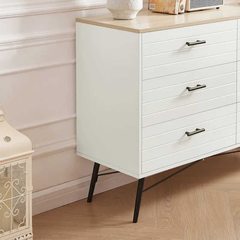 Commode de télévision à 6 tiroirs, meuble de rangement de 120 cm de large pour salon ou chambre à coucher