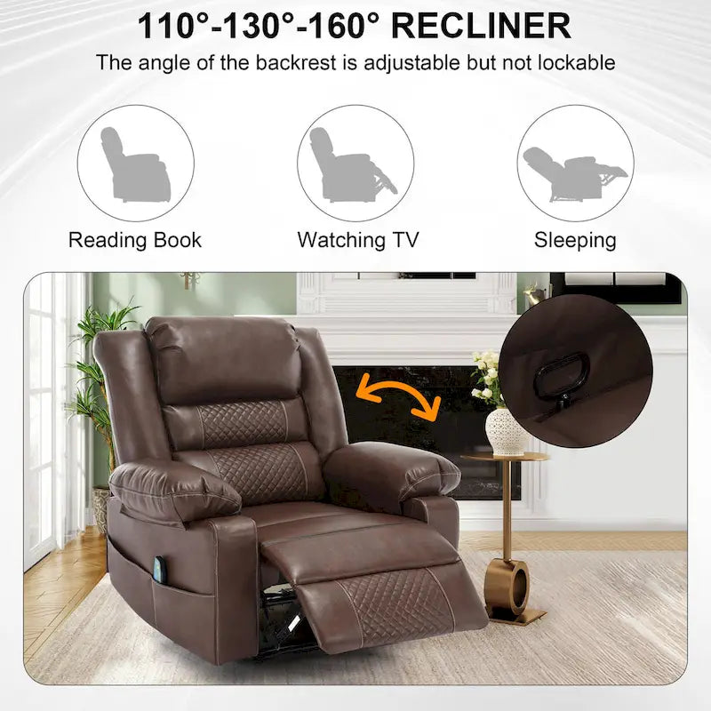 Fauteuil inclinable manuel avec massage et chauffage
