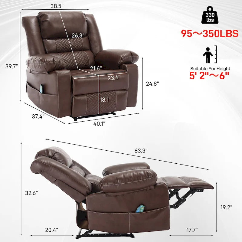 Fauteuil inclinable manuel avec massage et chauffage