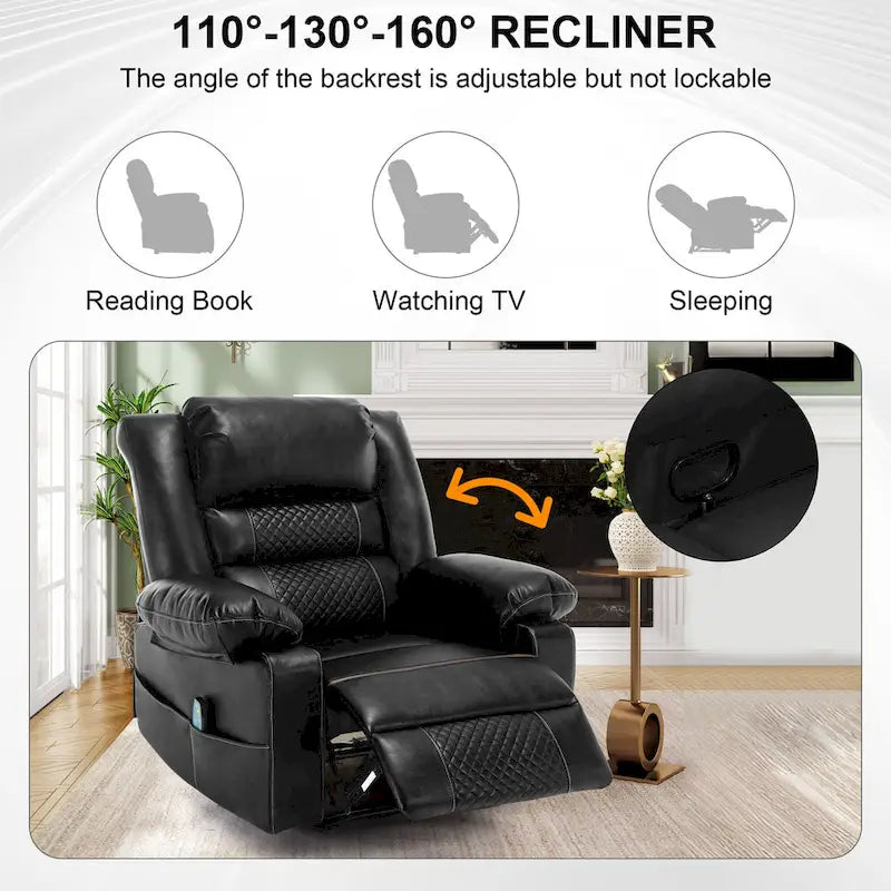 Fauteuil inclinable manuel avec massage et chauffage