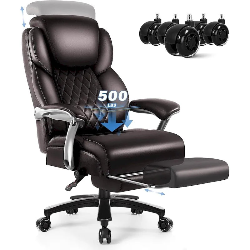 Chaise de bureau grande taille avec repose-pieds et support lombaire – Capacité de 227 kg
