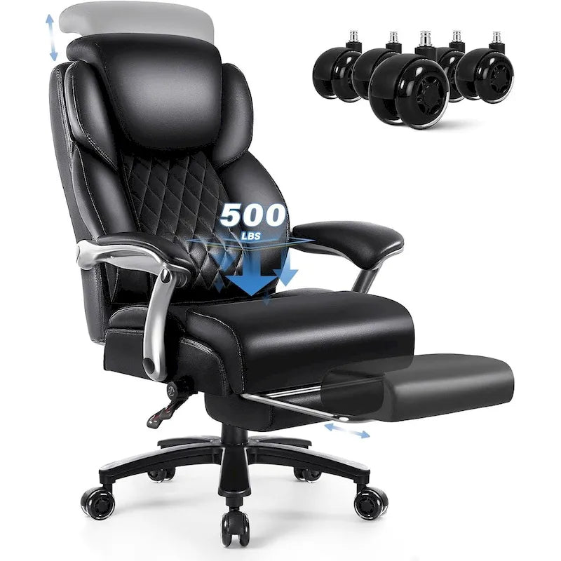 Chaise de bureau grande taille avec repose-pieds et support lombaire – Capacité de 227 kg