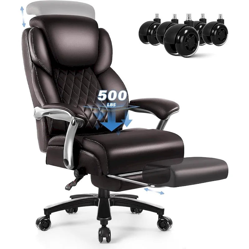 Chaise de bureau grande taille avec repose-pieds et support lombaire – Capacité de 227 kg