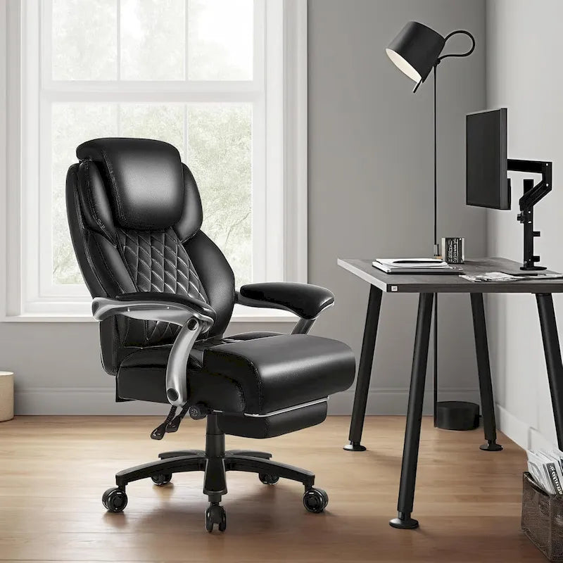Chaise de bureau grande taille avec repose-pieds et support lombaire – Capacité de 227 kg