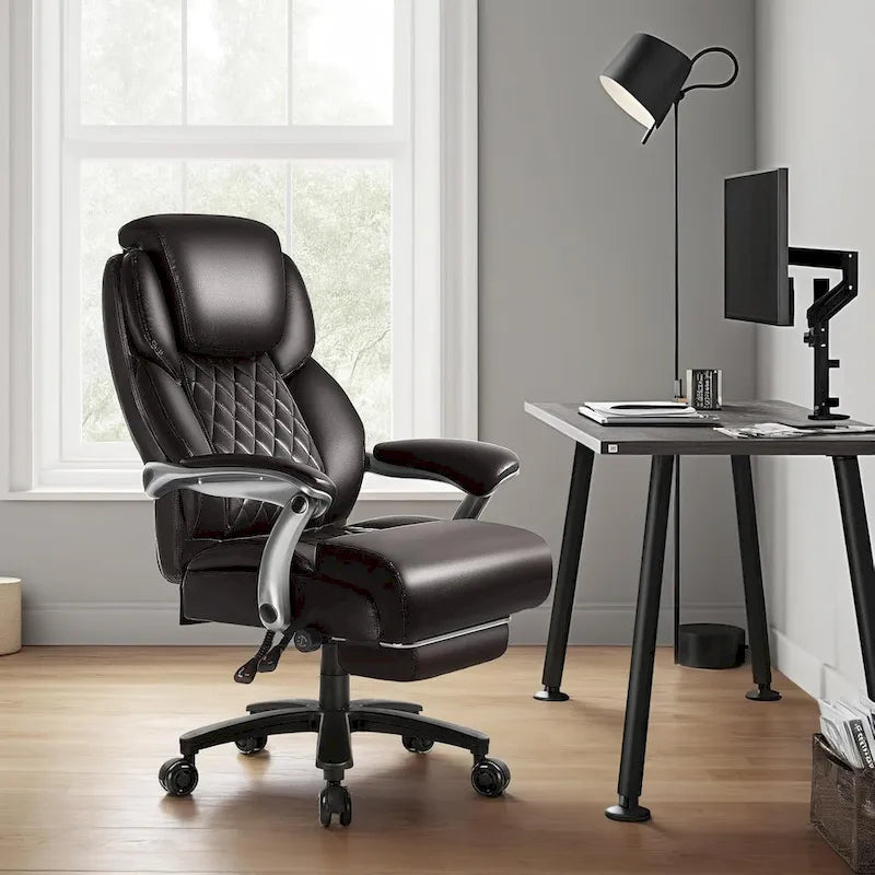 Chaise de bureau grande taille avec repose-pieds et support lombaire – Capacité de 227 kg