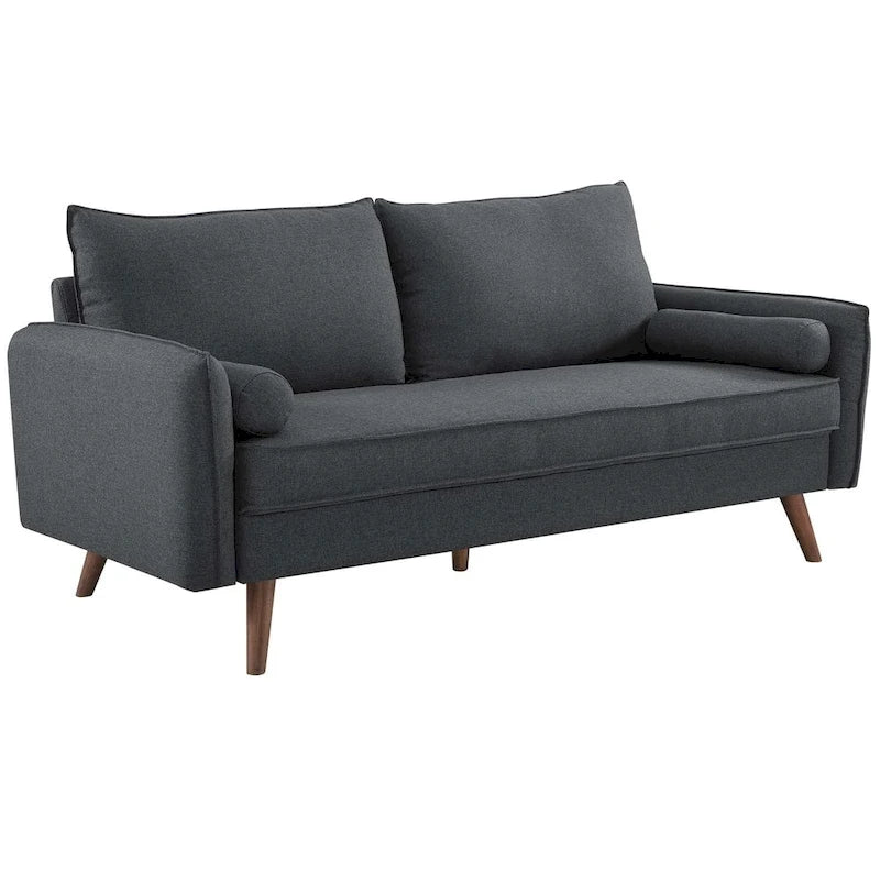 Canapé en tissu capitonné avec traversins – 32,5L x 72W x 33,5H
