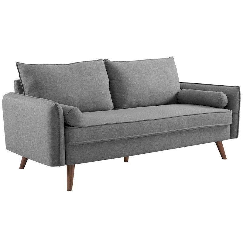 Canapé en tissu capitonné avec traversins – 32,5L x 72W x 33,5H