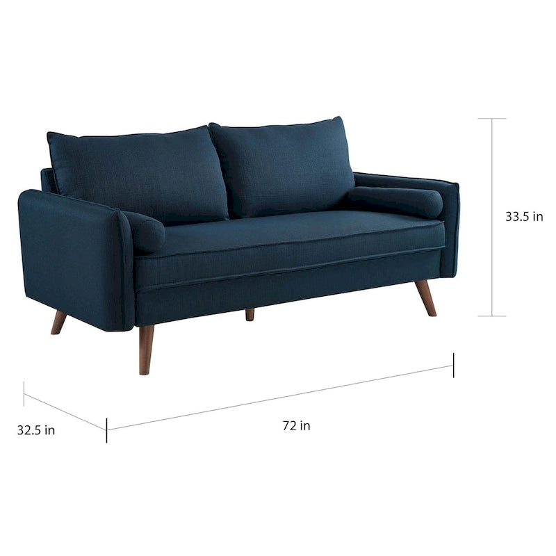 Canapé en tissu capitonné avec traversins – 32,5L x 72W x 33,5H