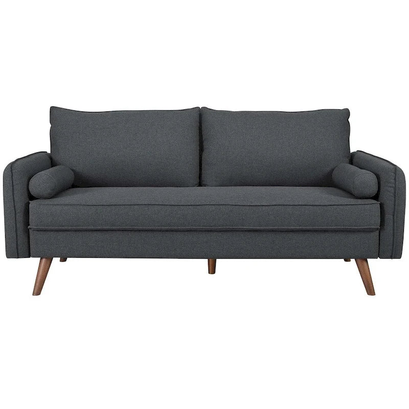 Canapé en tissu capitonné avec traversins – 32,5L x 72W x 33,5H