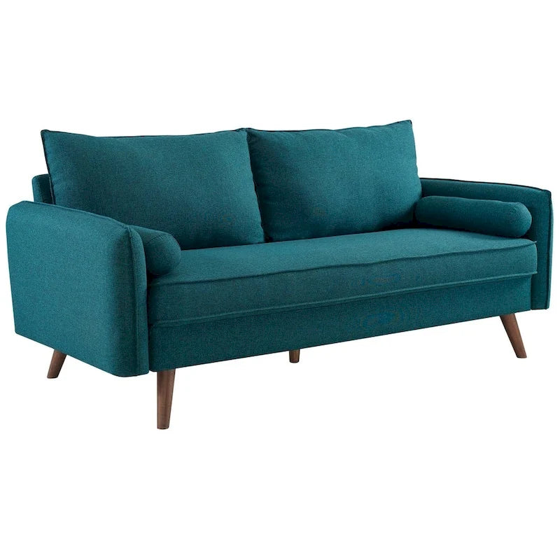 Canapé en tissu capitonné avec traversins – 32,5L x 72W x 33,5H