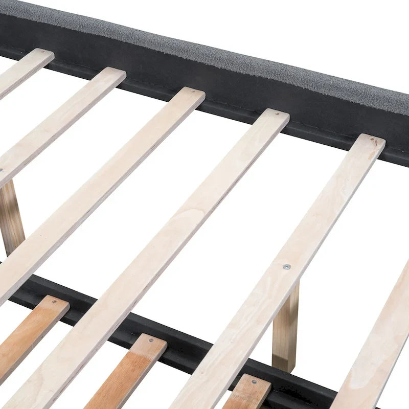 Lit plateforme capitonné avec éclairage LED et lit gigogne